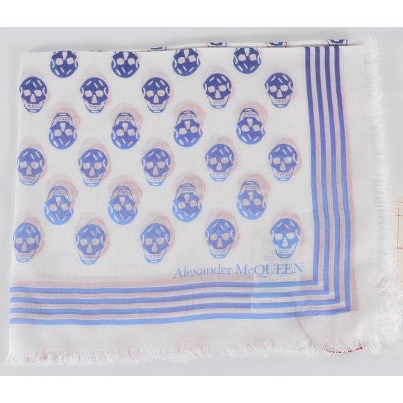 Alexander McQueen Pastel Modal BIKER SKULL Scarf - Picture 5 of 9